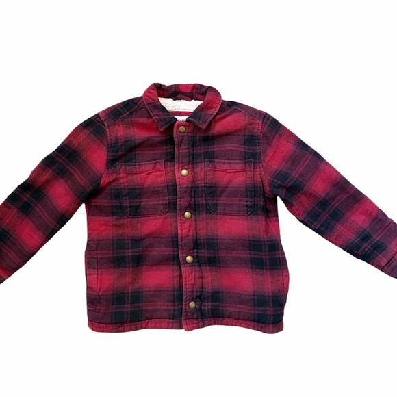 Old Navy Other - Old Navy Sherpa Lined Flannel Shacket Kids Size Small 6/7 Red Black